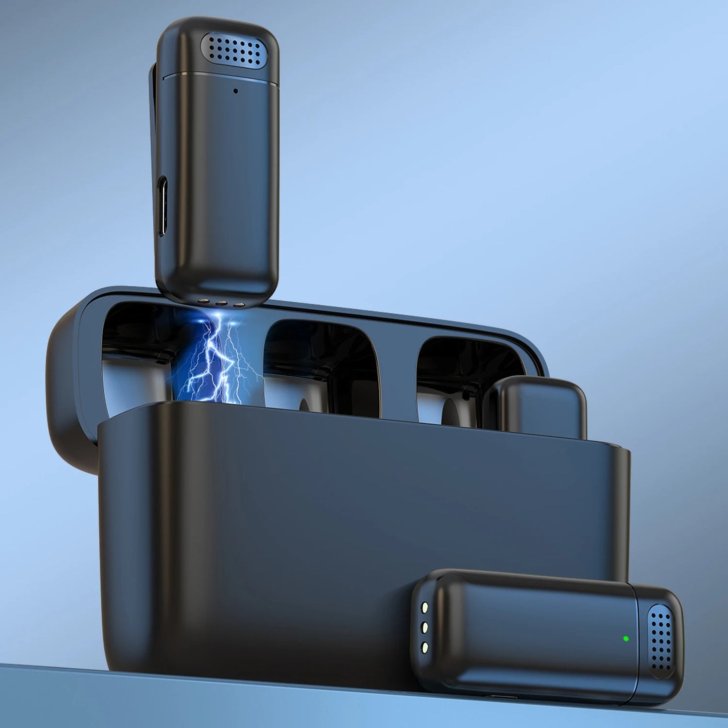 Wireless Lavalier Microphone Charging Case Mic Portable Audio Video Recording for iPhone Android Notebook Live Gaming Mic