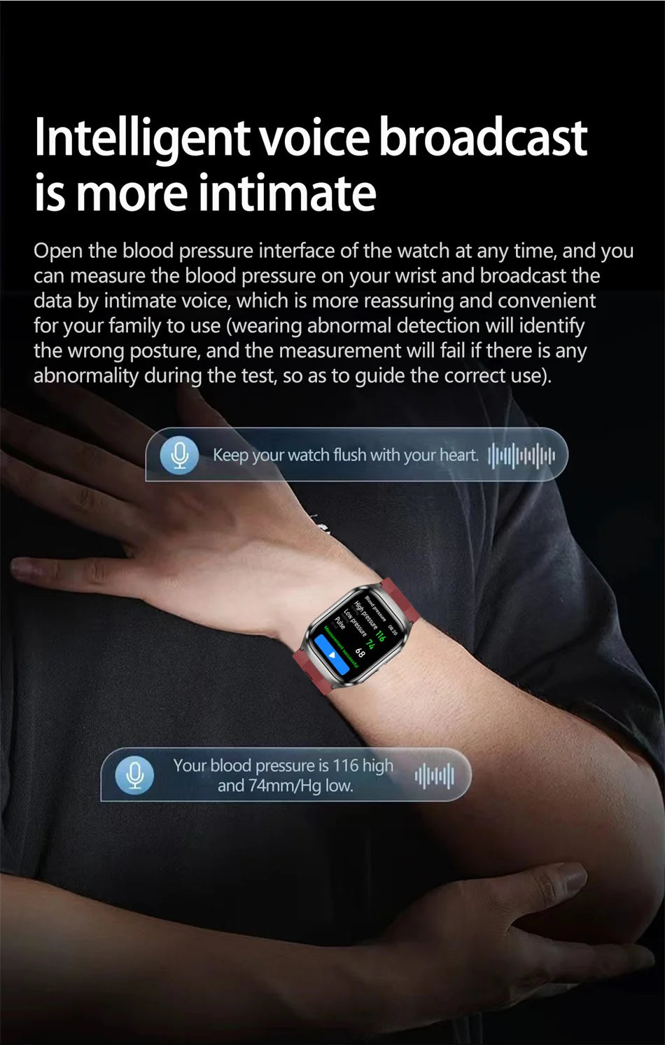 2026 New Air Pump Blood Pressure Accurate Measure Smart Watches Men Micro Physical Examination Fitness Sports Airbag SmartWatch