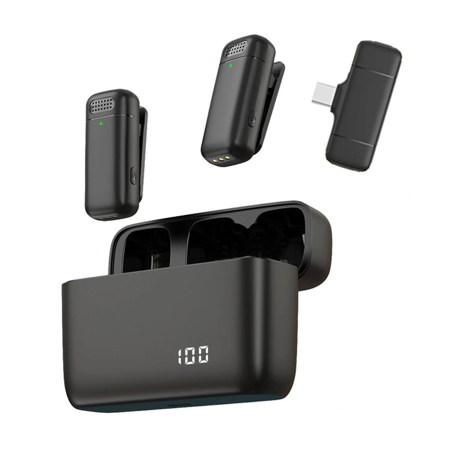 Wireless Lavalier Microphone Charging Case Mic Portable Audio Video Recording for iPhone Android Notebook Live Gaming Mic