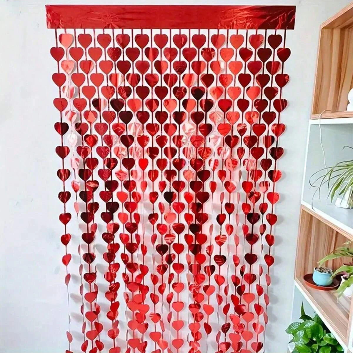 2 * 1 Red Love Rain Curtain tassel Valentine's Day, Engagement Wedding Anniversary Party, Birthday Party Background Decoration