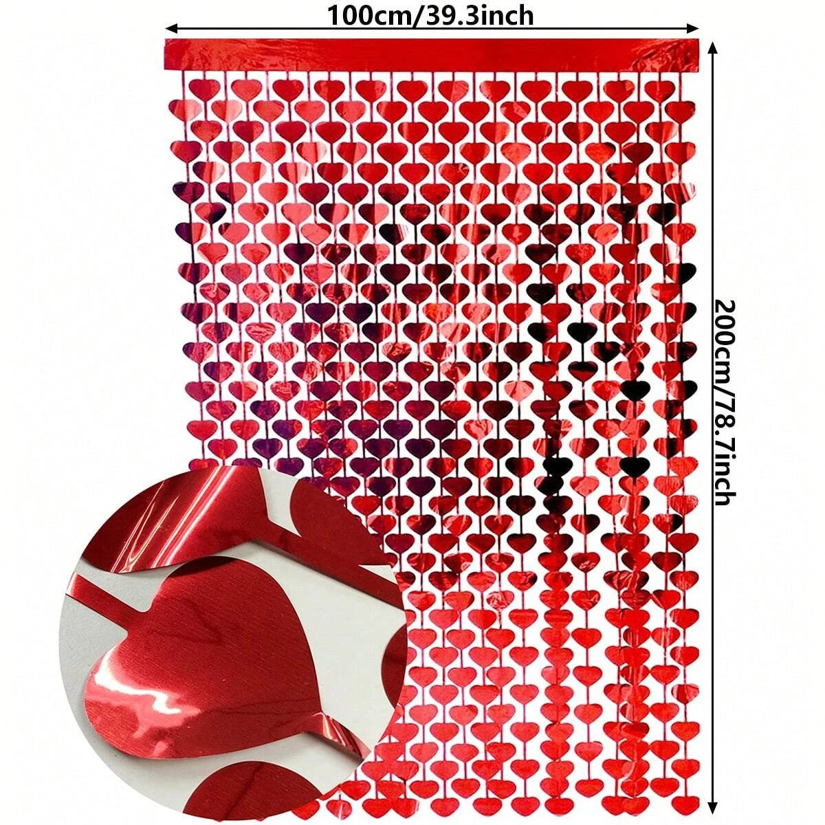 2 * 1 Red Love Rain Curtain tassel Valentine's Day, Engagement Wedding Anniversary Party, Birthday Party Background Decoration