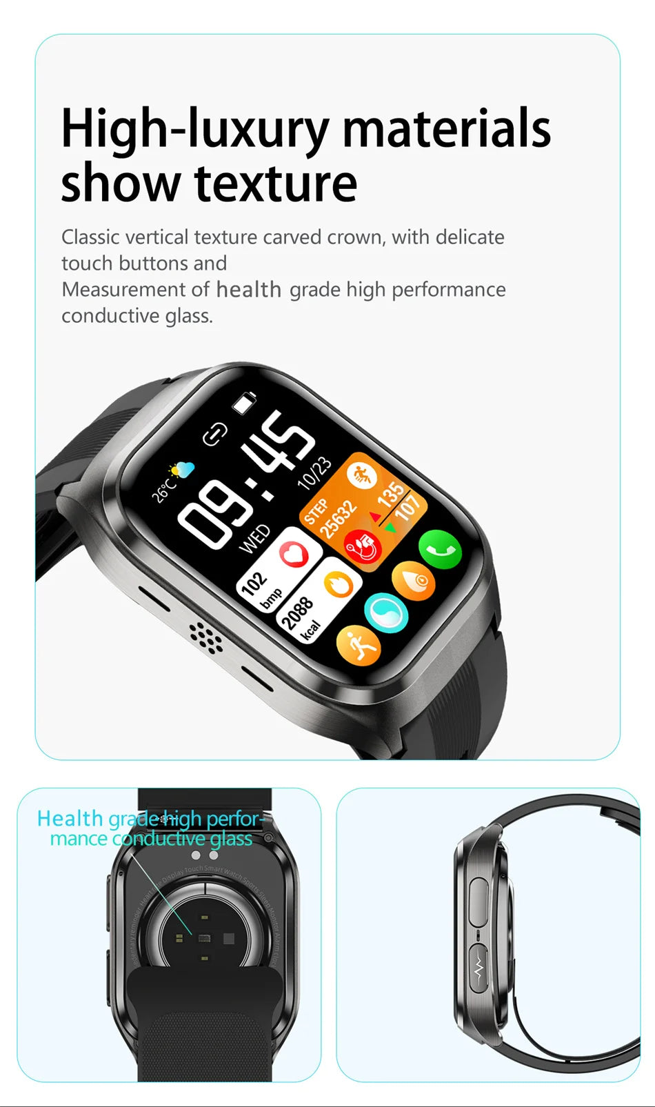 2026 New Air Pump Blood Pressure Accurate Measure Smart Watches Men Micro Physical Examination Fitness Sports Airbag SmartWatch
